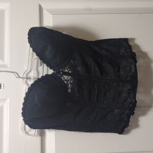 Black Fredrick's of Hollywood Lace Strapless Corset Bustier Top 36C